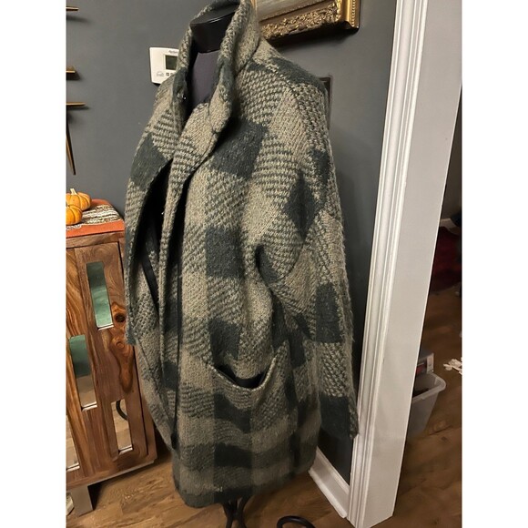 Rag & Bone Cammie Mohair Sweater Coat Green Buffalo Plaid oversized S Coat - Picture 8 of 11